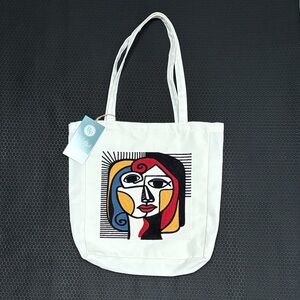 Cubism / Picasso Inspired Embroidery Canvas Tote- brand new